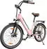 SMART AI ESKUTE C100 Plus 13AH ，26 Zoll E-Cityrad 250W HeckMotor is zu 100km LCD-Display，E-CityBike Für Damen und Herren Pink