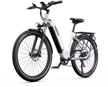 SMART AI für Herren Damen 27.5 Zoll City & E-Hollandräder mit 18.2AH Akku Citybike bis zu 140KM LCD & APP Weis