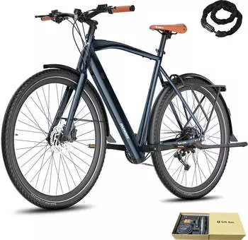 Fafrees E-bike 28 Zoll Herrenfahrrad Pedelec mit 9 Gang, Blau