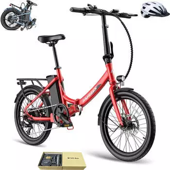 Fafrees E-Bike klapprad 20 Zoll Pedelec 7 Gang, Rot