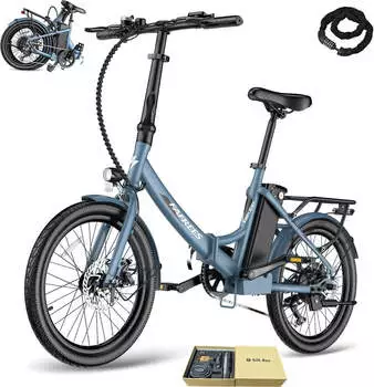 Fafrees Elektrofahrrad 20 zoll Pedelec klapprad 7 Gang, Blau