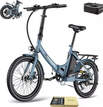 Fafrees E-Bike 20 Zoll 36 V 16,75 Ah 603 Wh Citybike Klapprad 7 Gang, Blau