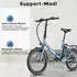 Fafrees E-Bike 20 Zoll 36 V 16,75 Ah 603 Wh Citybike Klapprad 7 Gang, Blau