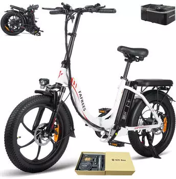 Fafrees E-bike klapprad 20 zoll 36 V 16 Ah 576 Wh Pedelec 7 Gang, Wei&szlig;