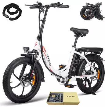 Fafrees E-bike klapprad 20 Zoll 36 V 16 Ah 576 Wh Citybike 7 Gang, Wei&szlig;