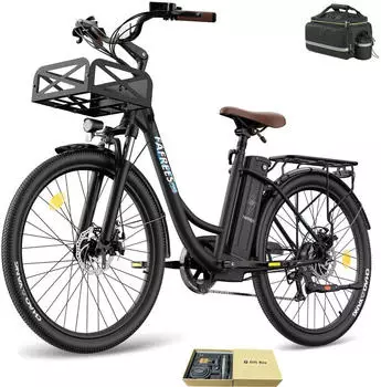 Fafrees Elektrofahrrad 36 V 20,3 Ah 730,8 Wh City E-Bike 26 Zoll Unisexfahrrad 7 Gang, Schwarz