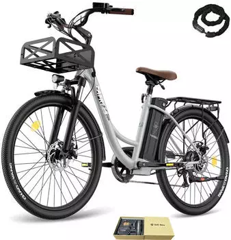 Fafrees E-Bike 26 Zoll 36 V 20,3 Ah 730,8 Wh Citybike 7 Gang, Grau