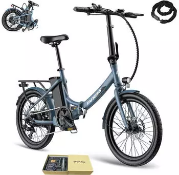 Fafrees E-Bike 20 Zoll 36 V 16,75 Ah 603 Wh Pedelec Klapprad 7 Gang, Blaugrau