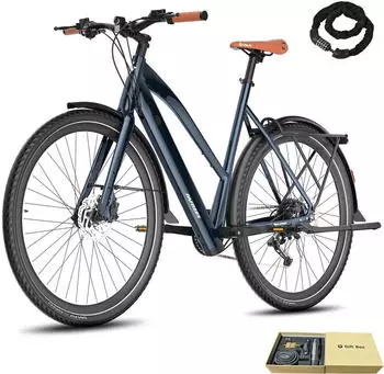 Fafrees E-bike 28 Zoll Damen Pedelec mit 9 Gang, Blau