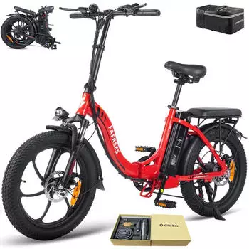 Fafrees E-bike klapprad 20 zoll 36 V 16 Ah 576 Wh Pedelec 7 Gang, Rot