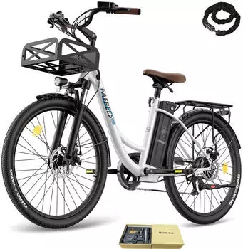 Fafrees E-Bike 26 Zoll 36 V 20,3 Ah 730,8 Wh Citybike 7 Gang, Wei&szlig;