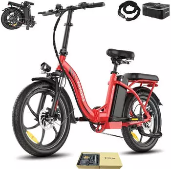 Fafrees E-Bike 20 Zoll 36 V 20 Ah 720 Wh 7 Gang, Rot