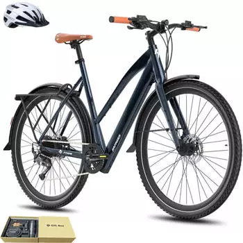 Fafrees Elektrofahrrad MTB 28 Zoll Damen Pedelec mit 9 Gang, Blau