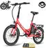 Fafrees Elektrofahrrad 20 zoll Pedelec klapprad 7 Gang, Rot