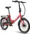 Fafrees Elektrofahrrad 20 zoll Pedelec klapprad 7 Gang, Rot