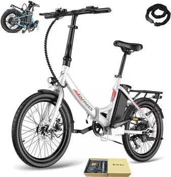 Fafrees Elektrofahrrad 20 zoll Pedelec klapprad 7 Gang, Wei&szlig;