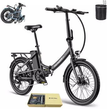 Fafrees E-Bike 20 Zoll Akku 36 V 16,75 Ah 603 Wh Pedelec klapprad 7 Gang, Schwarz
