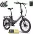 Fafrees E-Bike 20 Zoll Akku 36 V 16,75 Ah 603 Wh Pedelec klapprad 7 Gang, Schwarz