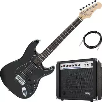 Rocktile Pro ST60-BK E-Gitarre All Black Set mit Combo-Verstärker (00105001)