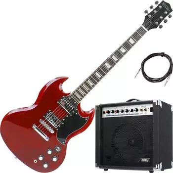 Rocktile Pro S-Red E-Gitarre Heritage Cherry Set mit Combo-Verst&auml;rker & Kabel (00105029)