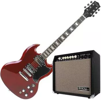 Rocktile Pro S-Red E-Gitarre Heritage Cherry Set, 30W Verst&auml;rker, 2 Humbucker (00065994)