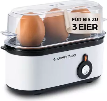 GOURMETmaxx Eierkocher f&uuml;r 3 Eier 210W Wei&szlig; - 15654