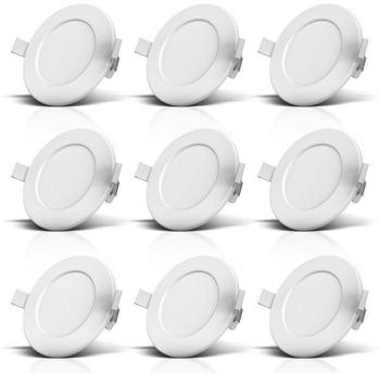 B.K.Licht LED Bad-Einbauleuchte &Oslash;90mm 5W 480lm Warmwei&szlig; chrom-matt (5er Set)
