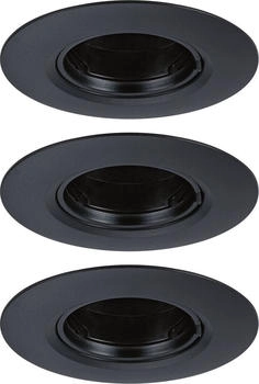 Paulmann 92114 Einbauleuchte 3er-Pack starr rund 90mm GU10 max. 3x10W 230V IP23 dimmbar Schwarz