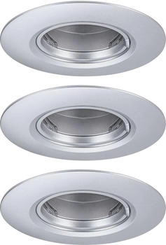 Paulmann 92113 Einbauleuchte 3er-Pack starr rund 90mm GU10 max. 3x10W 230V IP23 dimmbar Chrom matt
