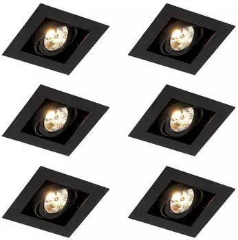 QAZQA Oneon 70 Einbaustrahler 6er-Set schwarz verstellbar GU10 (109859)