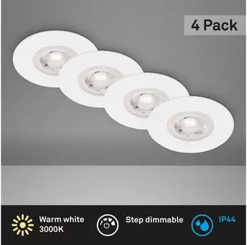 Briloner LED Einbaustrahler 4er Set, Dimmbar, Ultraflach, IP44, Wei&szlig;-Matt, 90x25mm (7999-046)