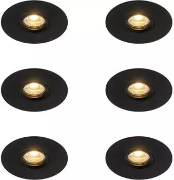 QAZQA Buco 6er-Set Einbaustrahler Aluminium schwarz 12cm (109796)