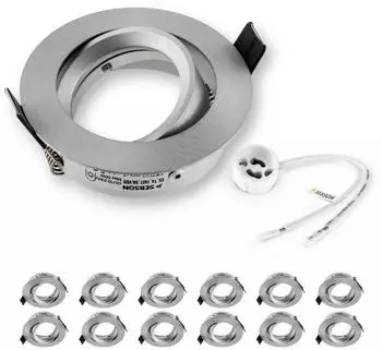 sebson Einbaustrahler GU10 Fassung schwenkbar Aluminium silber 12er Set (12_X_ES_T4_1027_SILVER)