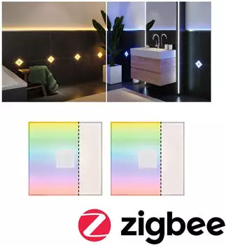 Paulmann LumiTiles Square LED Fliesen 2er-Basisset RGBW ZigBee IP44 (78412)