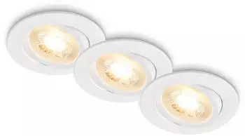 Briloner Piwo LED-Einbaustrahler 3er-Set, 230V 4,7W 400lm, Schwenkbar, Warmwei&szlig; (7663036)