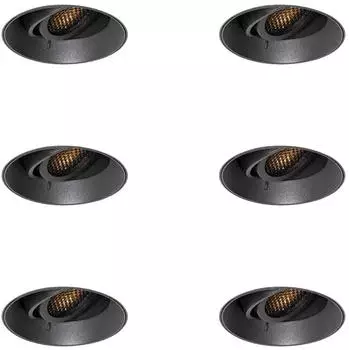 QAZQA Oneon Honey Einbaustrahler GU10 rund schwarz, 6er-Set (109878)