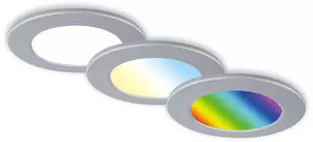 Briloner LED Einbauleuchten-Set RGB-CCT 3x4,8W 450lm IP65 Chrom-Matt (7035-034)