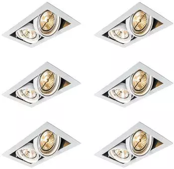 QAZQA Oneon Einbaustrahler AR111 2-flammig Weiß, 6er-Set (109858)