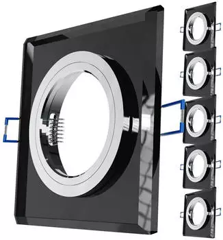 SSC-LUXon ALINA Einbaustrahler Glas quadratisch schwarz GU10 6er-Set (6186)