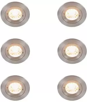 QAZQA Xena 6er-Set Einbauspots rund Stahl IP44 GU10 (109912)
