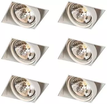 QAZQA Oneon 6er-Set Einbaustrahler AR111 weiß, schwenk- und neigbar, trimless (109865)
