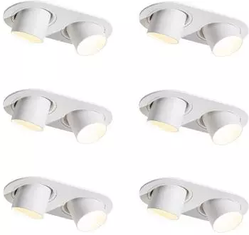QAZQA Installa 6er-Set Einbaustrahler GU10 neigbar, weiß, Aluminium (109588)