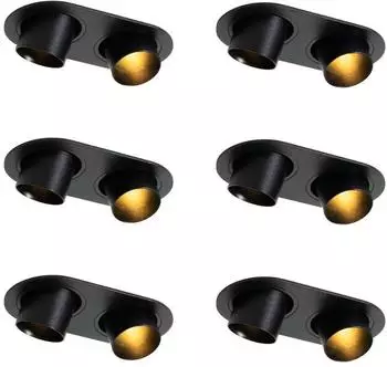 QAZQA Installa 6er-Set Einbaustrahler neigbar, schwarz, Aluminium (109587)