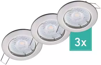 Oktaplex Sedan LED-Einbaustrahler 3er-Set 4,8W 3000K geb&uuml;rsteter Edelstahl (3x17103.3K)