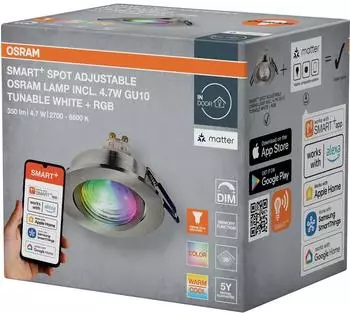 Osram Smart Matter LED-Deckenstrahler GU10 RGBW Satin-Nickel (4058075853775)