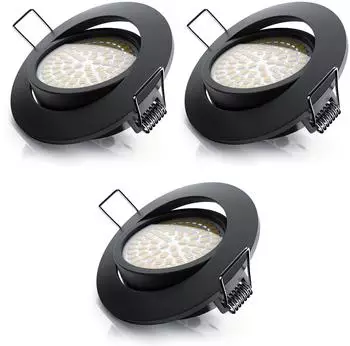 Brandson LED-Einbaustrahler 3er-Set dimmbar & schwenkbar, schwarz, 320lm, 3000K