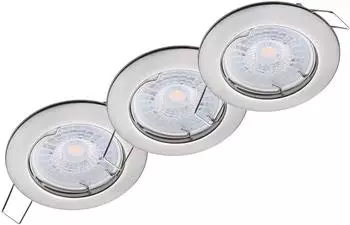 Oktaplex Sedan LED Einbaustrahler 3er-Set, geb&uuml;rsteter Edelstahl, dimmbar, 3000K (3x17104.3K)