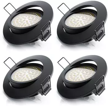 Brandson LED-Einbaustrahler dimmbar & schwenkbar, Aluminium, schwarz, 4er-Set