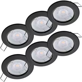 Oktaplex Sedan LED-Einbaustrahler rund, schwarz, warmwei&szlig; 3000K, 4,8W, 230V