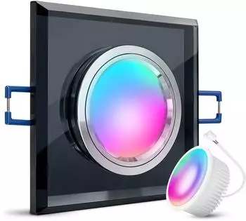 SSC-LUXon ALINA Glas-Einbaustrahler eckig, schwarz, RGB WLAN dimmbar, 4W